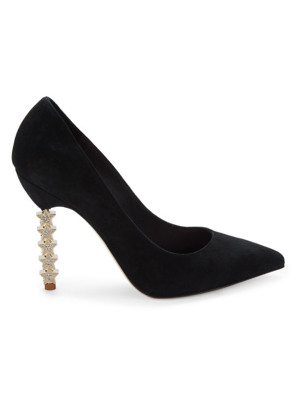 Sophia Webster Jasmine Suede Crystal Heel Pumps